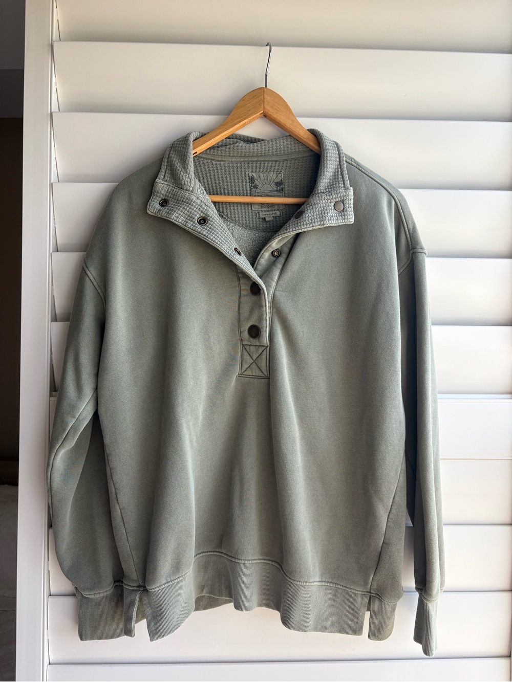 C&C California Olive Snap-Front Pullover Sweatshirt